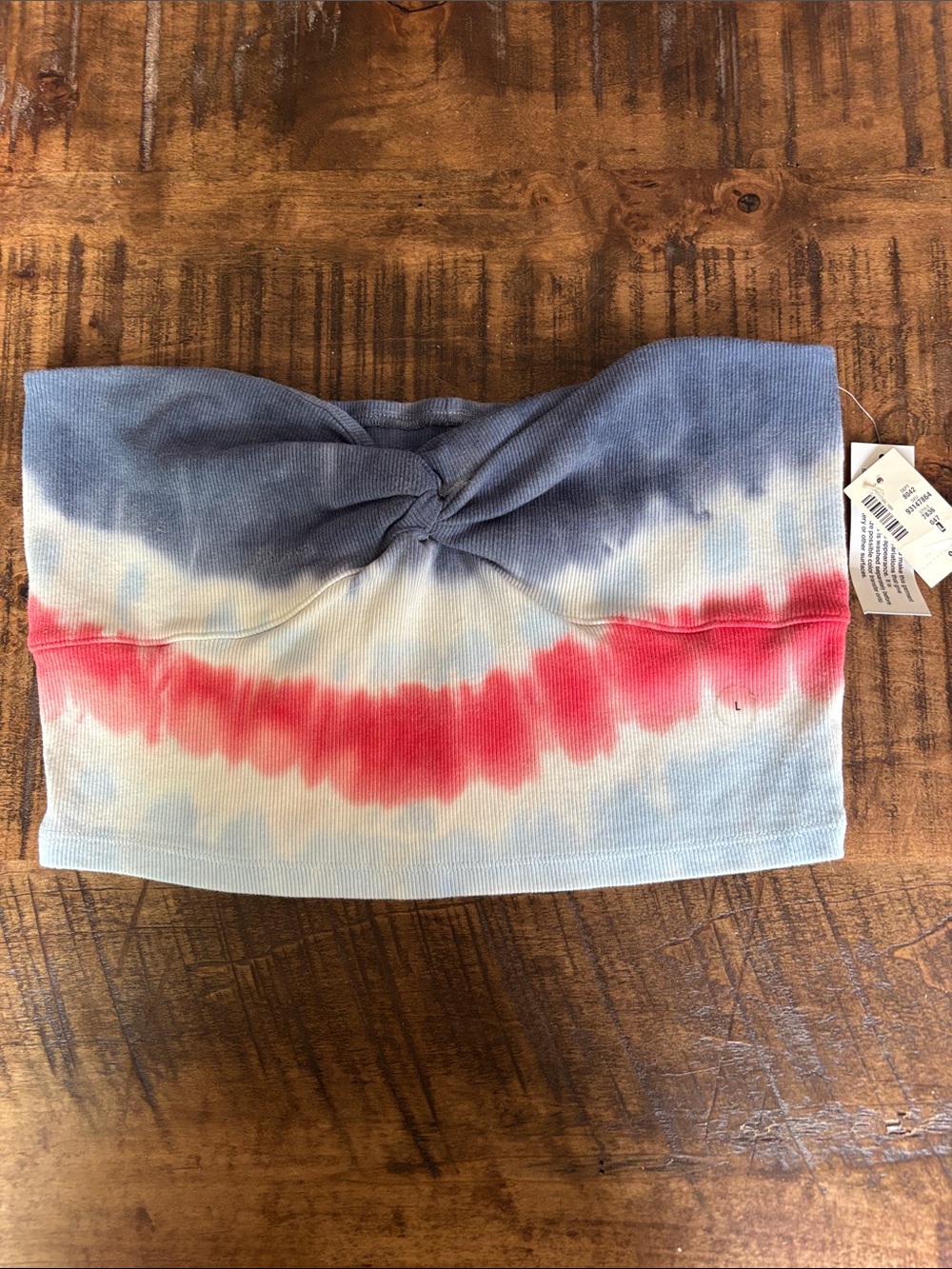 NWT Tie-Dye Strapless Twist Bandeau Top - Red, White, and Blue